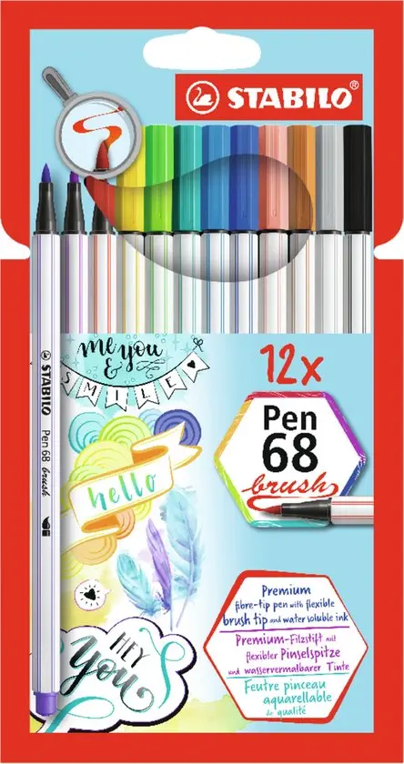 Stabilo pen 68 flexible puntpen (assortiment, 12)