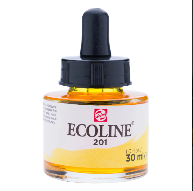 Ecoline Vloeibare Waterverf Fles 30 Ml Lichtgeel 201