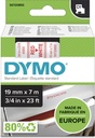 DYMO D1 TAPE (19MMX7M, ROOD-WIT)