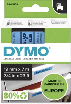 Dymo D1 Tape (19Mmx7M, Zwart-Blauw)