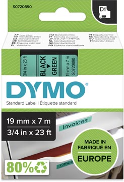 Dymo D1 Tape (19Mmx7M, Zwart-Groen)