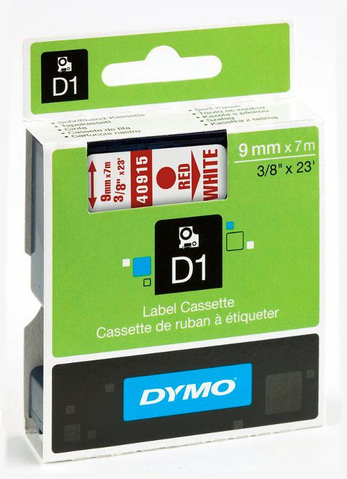 DYMO TAPE (9MMX7M, ROOD-WIT)