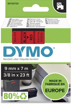 Dymo D1 Tape (9Mmx7M, Zwart/Rood)