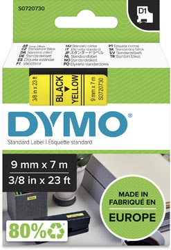 Dymo D1 Tape (9Mmx7M, Zwart-Geel)