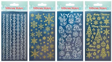 stickers kerst goud-zilver 4ass
