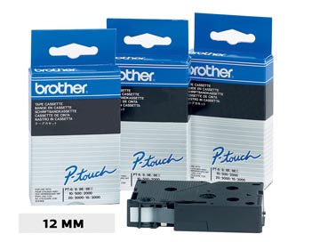 Brother Tc Tape Voor P-Touch 12 Mm, Zwart Op Wit