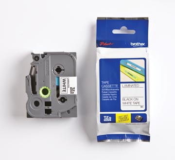 TZE261 BROTHER PT Labeltape 36mm wit zwart 8 meter gelamineerd