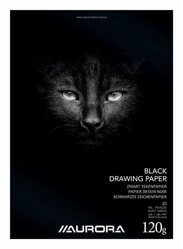 TEKENBLOK ZWART 24,5X34,5CM 120GR 20VEL