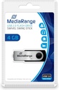 Mediarange Flexi Usb Stick - 4Gb,  15Mb/S Usb 2.0 Black-Silver