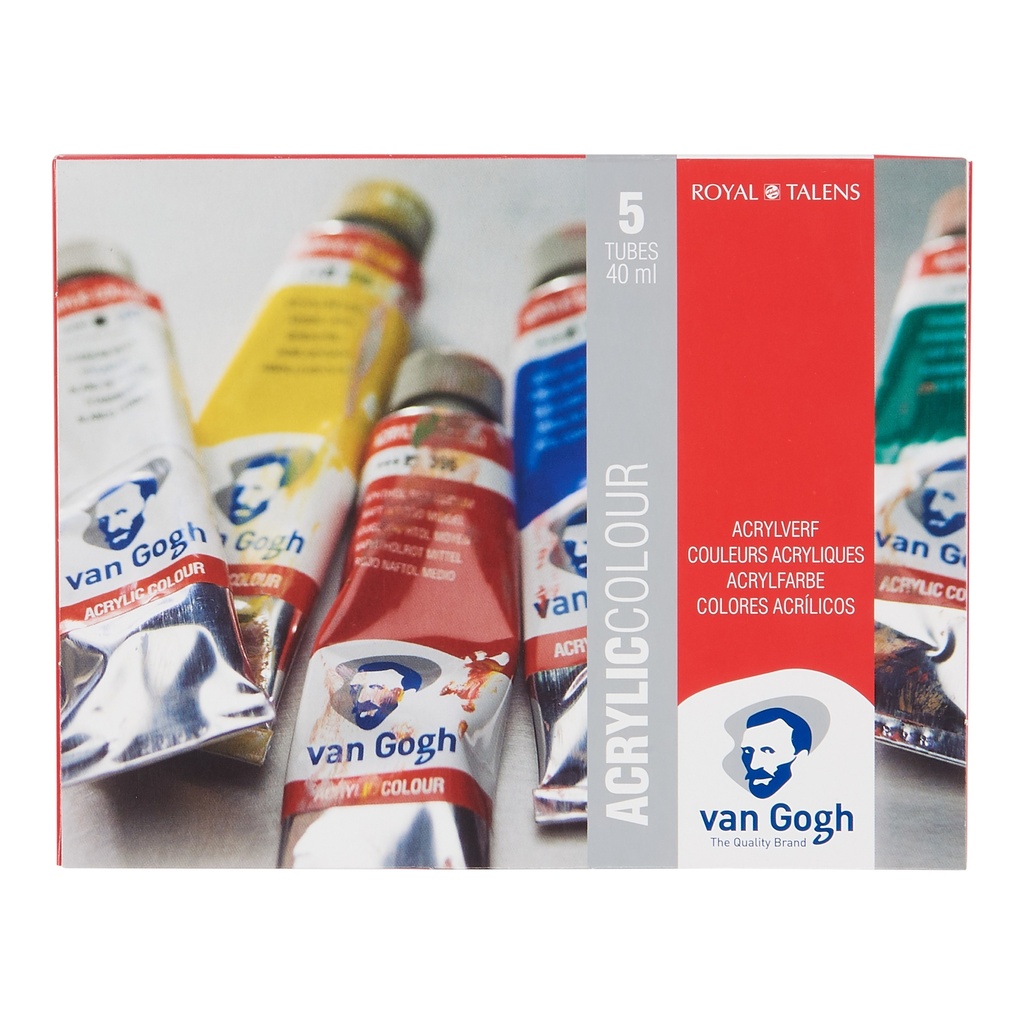 Acrylverf Starterset Met 5 Kleuren In Tubes Van 40 Ml