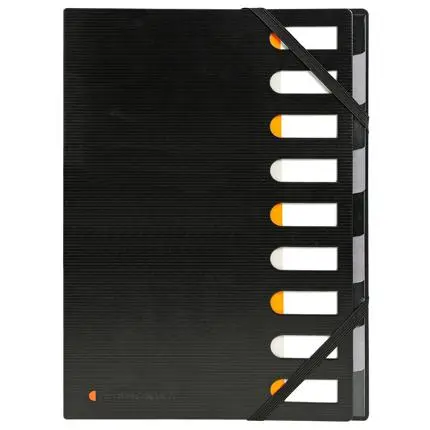 Sorteermap EXACTIVE® HARMONIKA® met uitrekbare rug - 9 Indelingen - Zwart