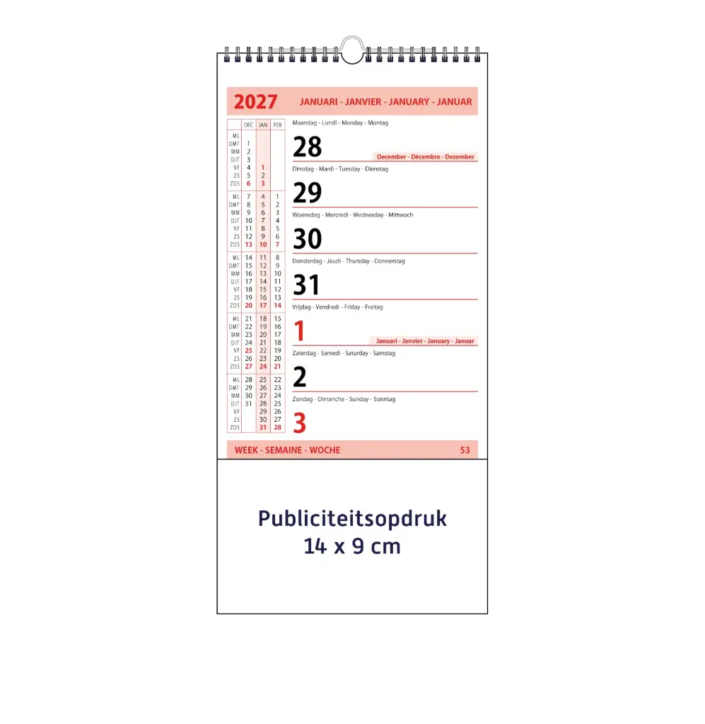 weekkalender / kopspiraal 135x205