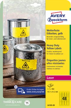 Zweck Etiket Heavy Duty 45.7 x 21.2mm Geel Laser