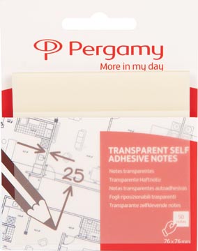 Pergamy Transparante Notes Wit, Ft 76 X 76 Mm, 50 Vel