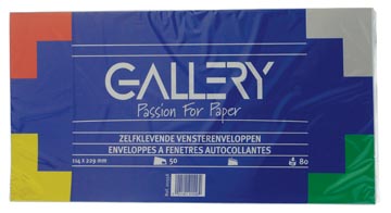 Gallery Enveloppen Ft 114 X 229 Mm, Met Venster Rechts, Stripsluiting,Pak Van 50St