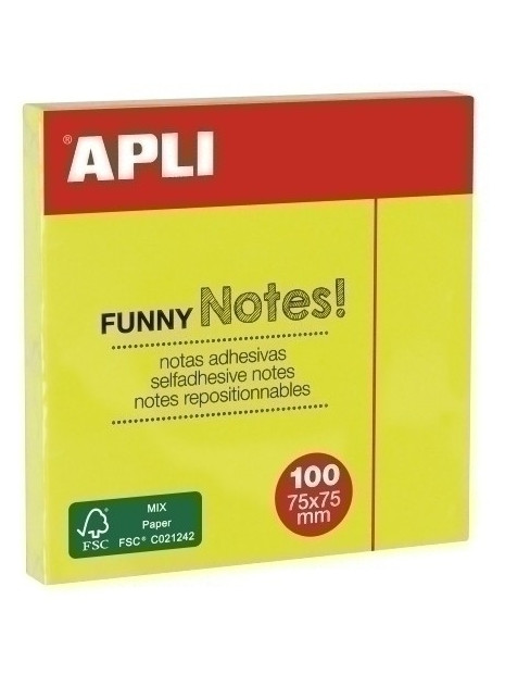 APLI NOTES FLUO 75X75MM GEEL