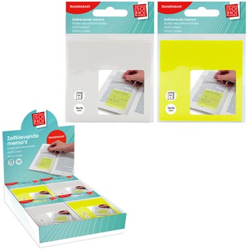 memo transparant 50st / 76x76mm 2ass