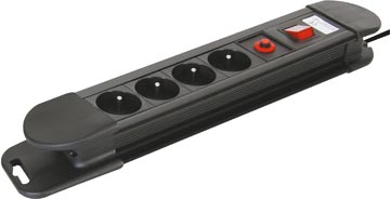 Contactdoos Perel 4 Voudig Zwart