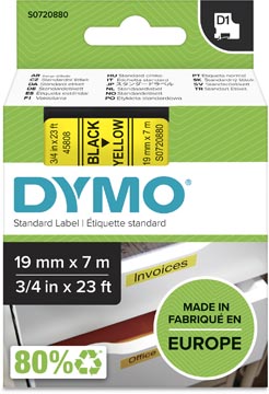 Dymo D1 Tape (19Mmx7M Zwart/Geel)