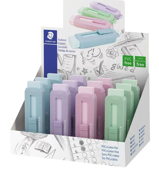 Gom met drukmechanisme pastel geassorteerde kleuren