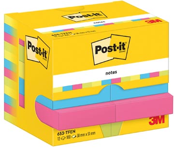 Post-It Notes Vitality, 100 Vel, Ft 38 X 51 Mm, Pak Van 12 Blokken