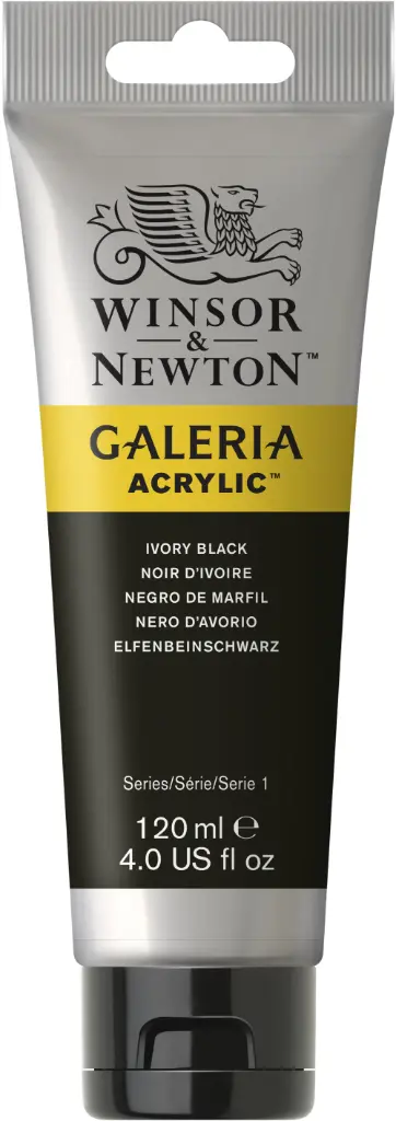 w&n galeria acrylic colour 120ml ivory black