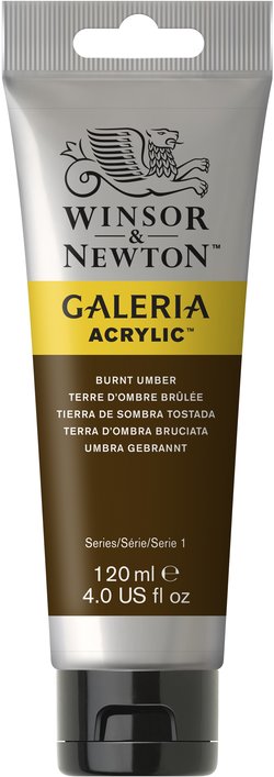 w&n galeria acrylic colour 120ml burnt umber