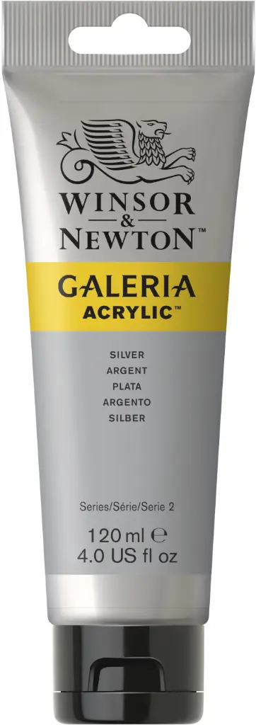 w&n galeria acrylic colour 120ml silver
