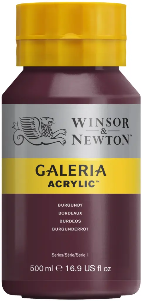 w&n galeria acrylic colour 500ml burgundy