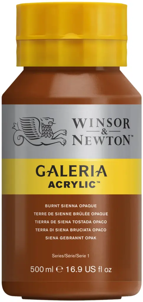 w&n galeria acrylic colour 500ml burnt sienna opa