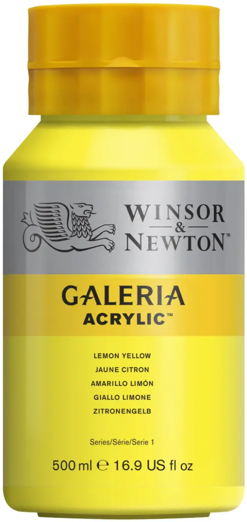 w&n galeria acrylic colour 500ml lemon yellow