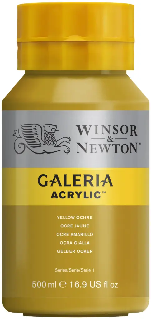 w&n galeria acrylic colour 500ml yellow ochre