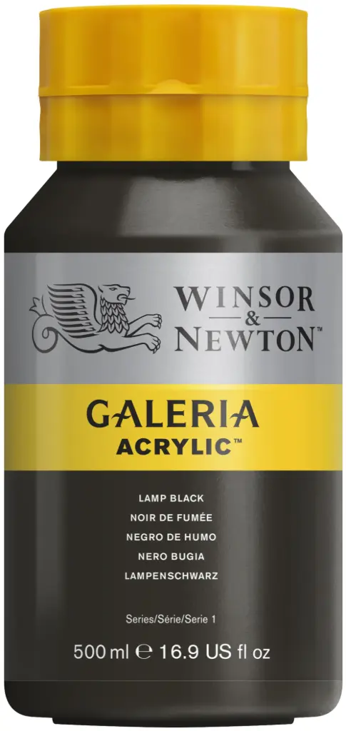 w&n galeria acrylic colour 500ml lamp black