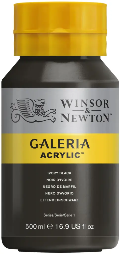 w&n galeria acrylic colour 500ml ivory black