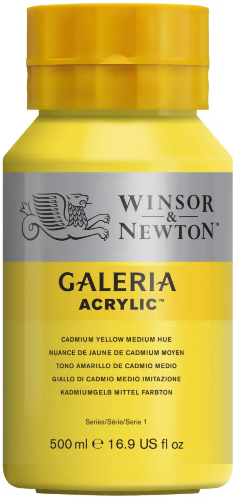 w&n galeria acrylic colour 500ml cad yell med hue