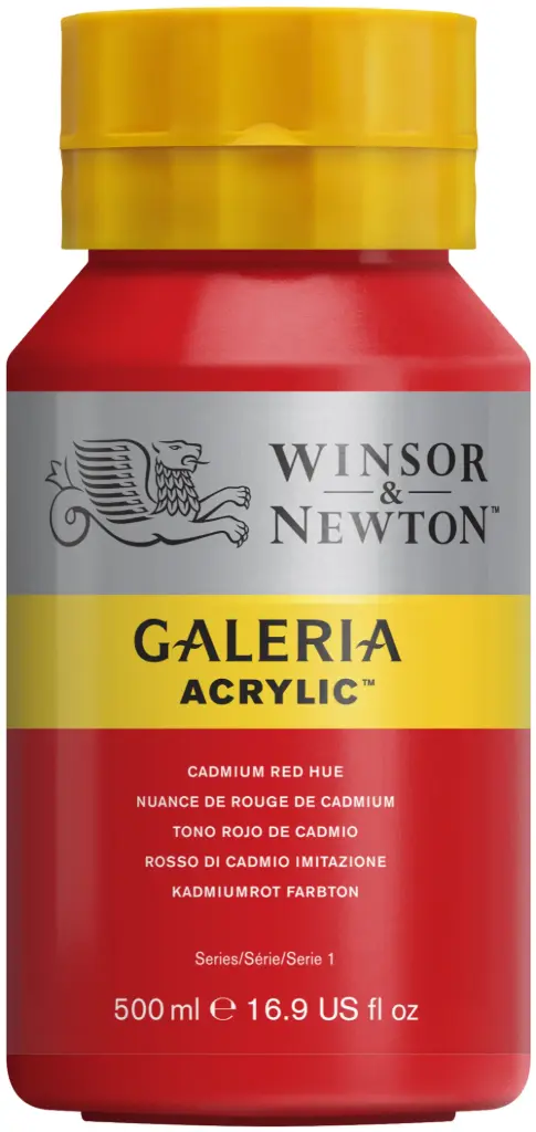 w&n galeria acrylic colour 500ml cadmium red hue