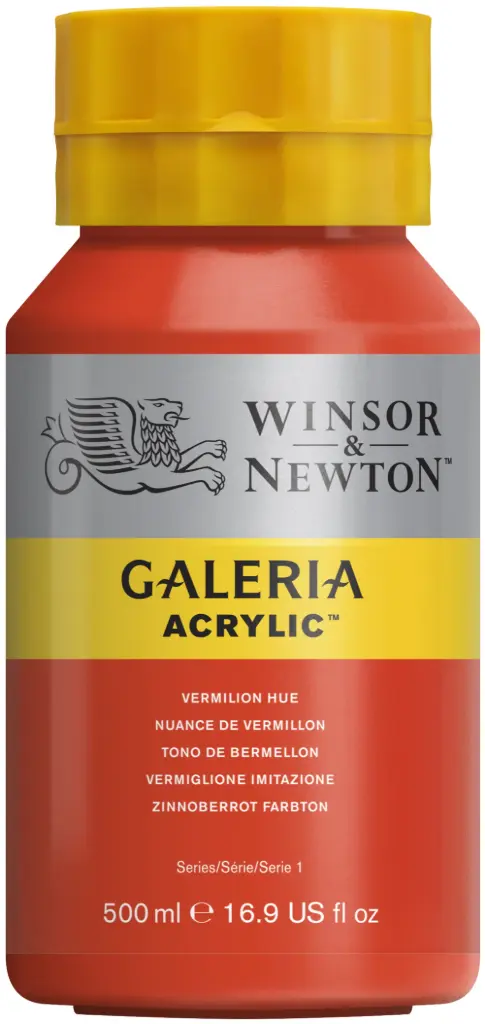 w&n galeria acrylic colour 500ml vermilion hue