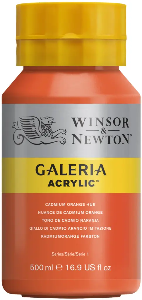 w&n galeria acrylic colour 500ml cad orange hue