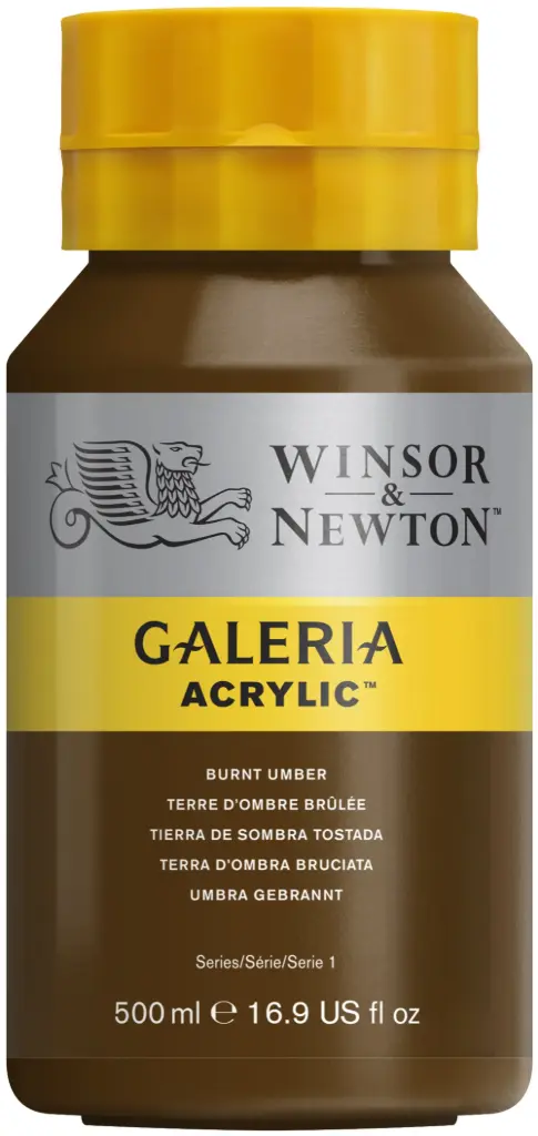 w&n galeria acrylic colour 500ml burnt umber