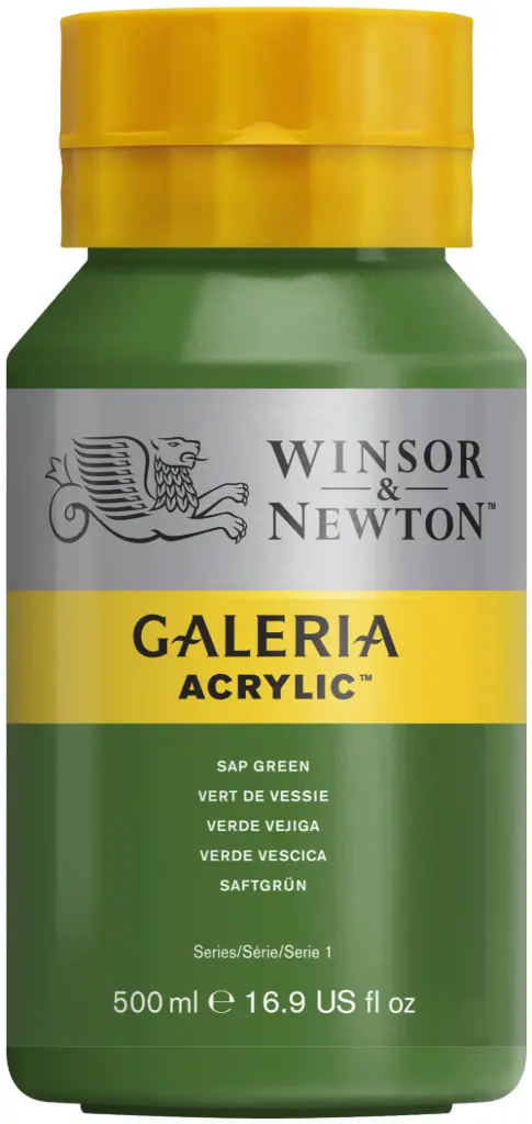 w&n galeria acrylic colour 500ml sap green