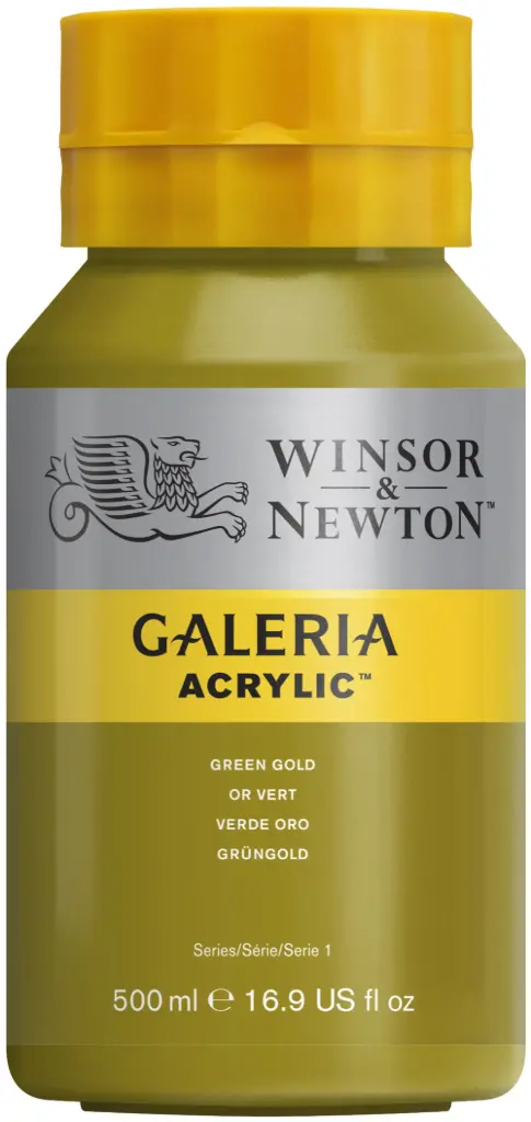 w&n galeria acrylic colour 500ml green gold