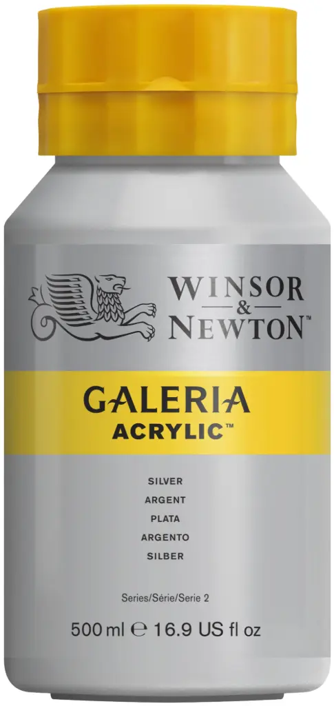 w&n galeria acrylic colour 500ml silver