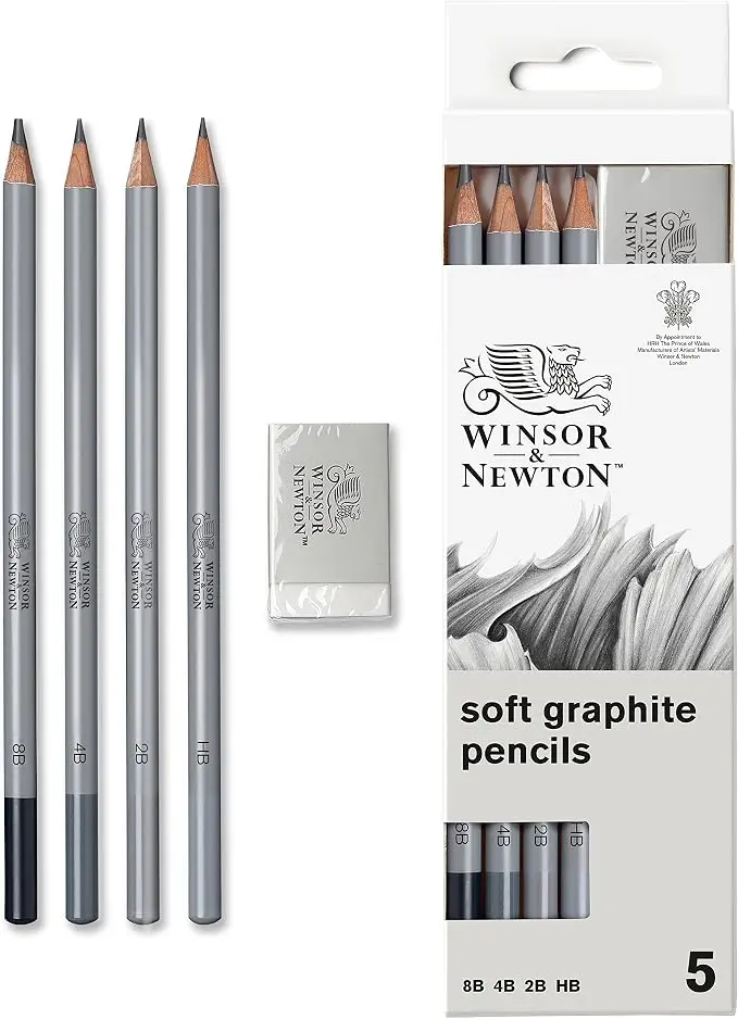 Winsor & Newton Studio Collection Blister 5 Grafietpotloden En Gom