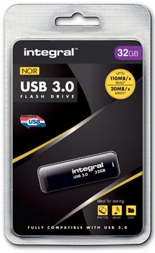 Integral Usb Stick 3.0, 32Gb, Zwart