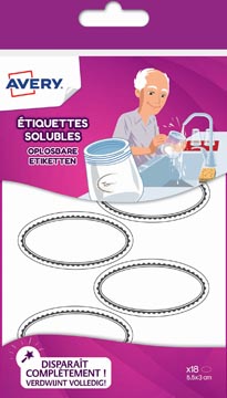 Ovaal etiket Avery 18stuks oplosbaar 18 etiketten