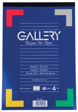 GALLERY SCHRIJFBLOK, ft A4, GELIJND, BLOK VAN 100 VELLEN