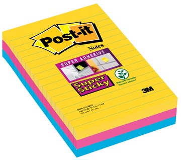 Post-It 102X152 Mm 3St Gelijnd Rio