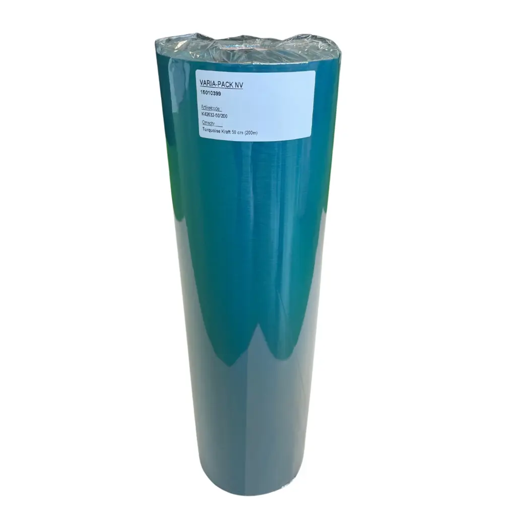 Geschenkpapier bruine effen kraft 60gr - turkoois - 50cm x 200m