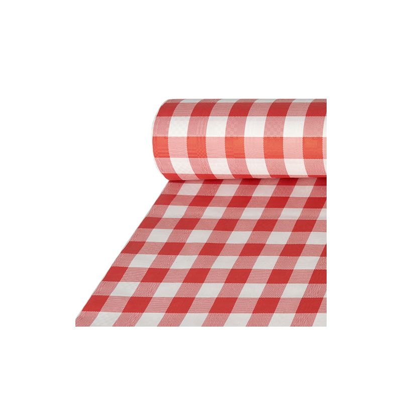 Tafelrol Damastpapier (50M X 1M, Rood) Vichy Karo 