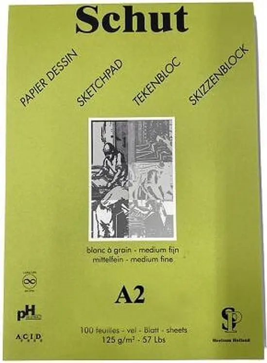 Schut Dessin Tekenblok, 125 Gram, A2, Groen